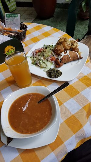 Example of a daily menu (10.000 COP) at Prashanti Restaurante y Tienda Naturalista in Neiva