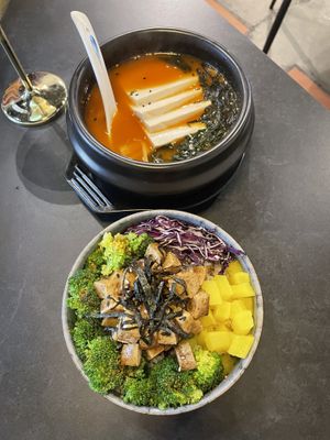 Kimchi jjiggae and poke bowl   at SUPE Vegan - George Town in Penang