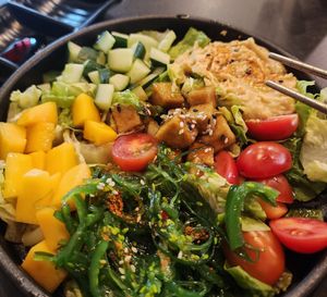 Hummus salad with teriyaki tofu at SUPE Vegan - George Town in Penang