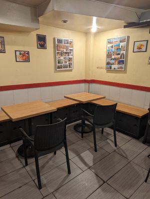 Seating area at Indian Roti House in Toronto