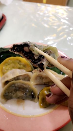 Black bean filling  at Senjo Handmade Gyoza Shop in Tokyo