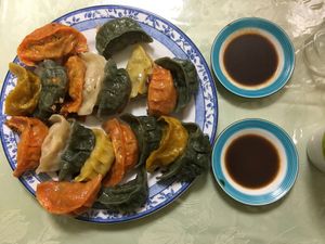 20 mixed vegan dumplings  at Senjo Handmade Gyoza Shop in Tokyo