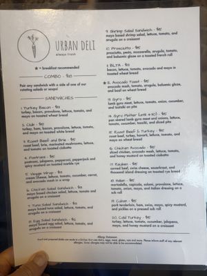 Menu   at Urban Deli in Savannah