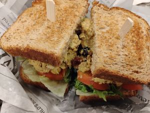 The vegan chicken salad is a bit spicy at Urban Deli in Savannah