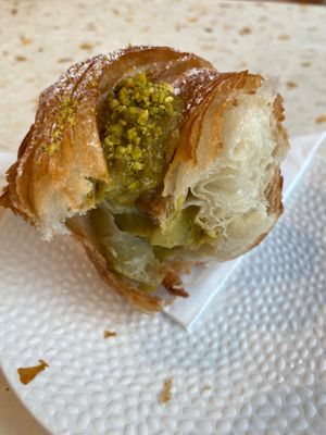 Pistachio Cruffin at Elias Coffee Shop in Prague