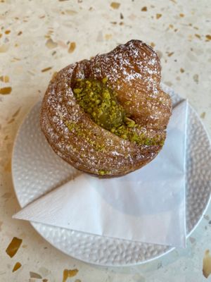 Pistachio Cruffin at Elias Coffee Shop in Prague