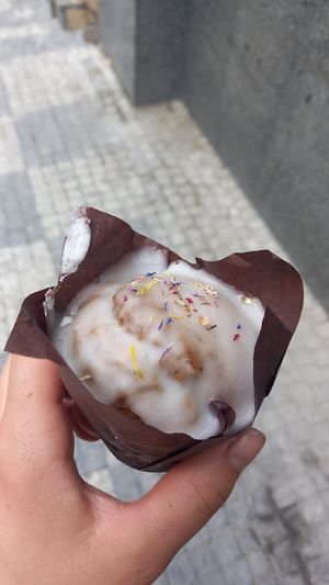 lemon poppy seed muffin 70czk ≈ 2,80€ at Elias Coffee Shop in Prague