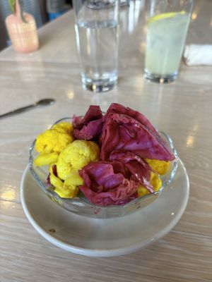 pickled vegetables  at Safta in Denver