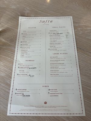 menu with mods!  at Safta in Denver