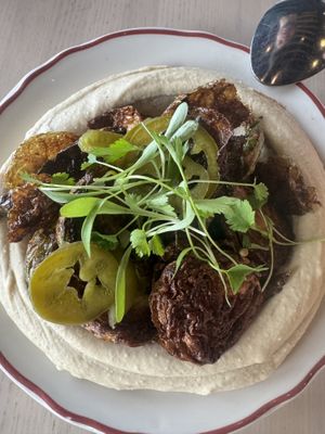 Brussels sprout hummus  at Safta in Denver