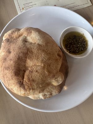 Pita with olive oil and zaatar   at Safta in Denver