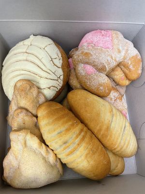 Pan dulce: conchas, elotes, cuernitos, and pumpkin empanadas. So good!  at Soy Concha Bakery in Los Angeles
