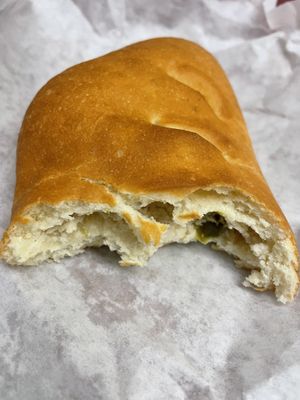 This savory pan is so soft and has cream cheese and jalapeño filling.  at Soy Concha Bakery in Los Angeles