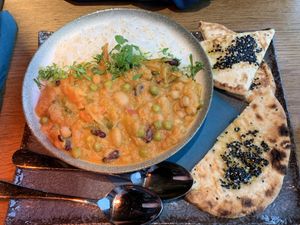 Vegan curry and amazing bread  at Restaurant Skirri in Tromsoe