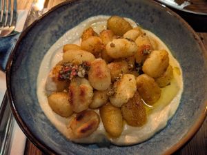 Fried gnocchi at Vegivores  in Bournemouth