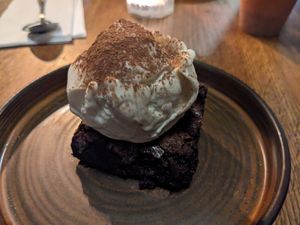 St Patrick's Guinness brownie at Vegivores  in Bournemouth