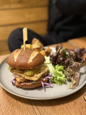 Satay slay burger  at Vegivores  in Bournemouth