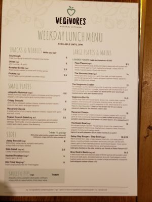 Lunch menu at Vegivores  in Bournemouth