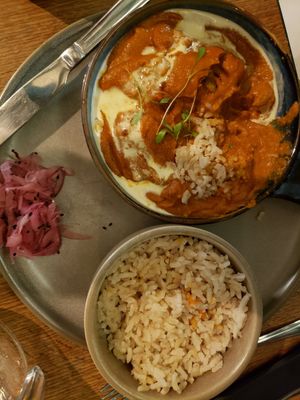 Butter tofu (partly eaten) at Vegivores  in Bournemouth