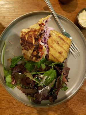 Burrito (partly eaten) at Vegivores  in Bournemouth