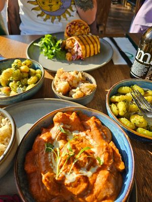 Macarito. Cripsy gnocchi. Hashed potatoes. Butter tofu. at Vegivores  in Bournemouth