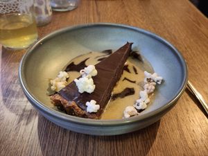 Salted peanut butter torte...so rich! at Vegivores  in Bournemouth