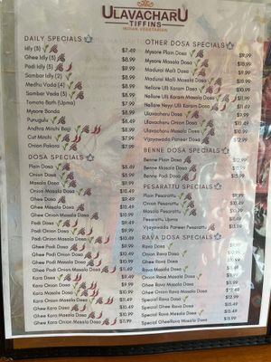 Menu2 at UlavacharU Tiffins in Campbell