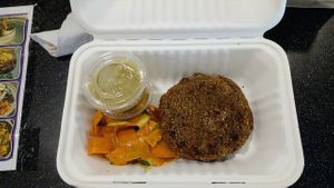 Meal of the day: Medittarean chickpea fritters with mango salsa & ribbon carrot and cucumber salad. $25EC at Akasha Metaphysical & Vegan Cafe in St Georges
