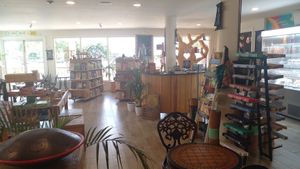 Inside the venue at Akasha Metaphysical & Vegan Cafe in St Georges