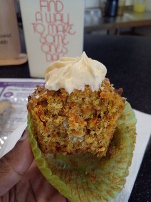 Inside of the cupcake at Akasha Metaphysical & Vegan Cafe in St Georges