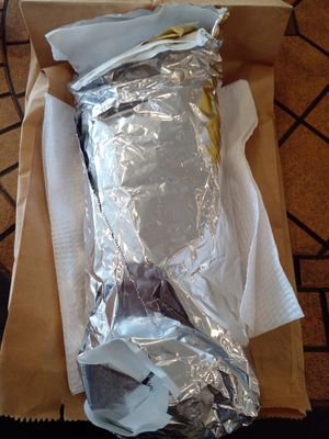 Mushroom & Tofu wrap at Akasha Metaphysical & Vegan Cafe in St Georges