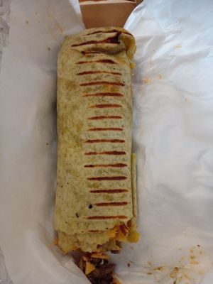 Mushroom & Tofu wrap at Akasha Metaphysical & Vegan Cafe in St Georges