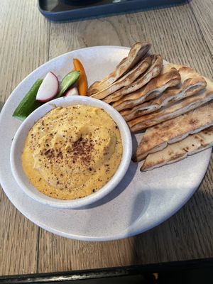 Pumpkin hommus, includes cute teeny tiny carrots    at The Gallery Cafe - Art Gallery of New South Wales in Sydney