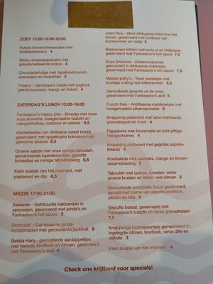 Menu Lunch en Diner (Nederlands) at Fankaasoo  in Groningen