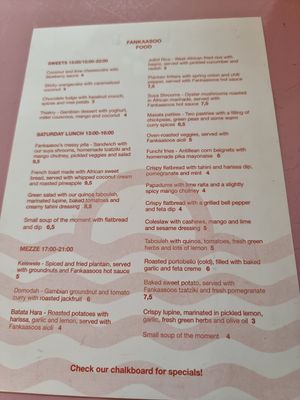 Menu at Fankaasoo  in Groningen