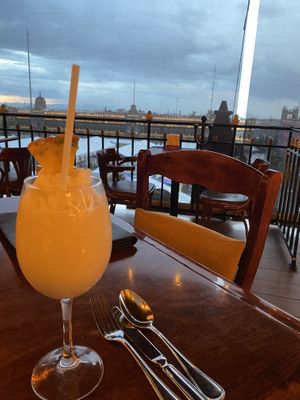 Piña Cola Mocktail (Sans Ethanol) with View 🥰  at Terraza Gran Hotel in Mexico City