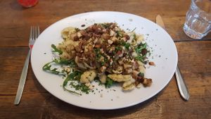 Pasta with creamy nut sauce at Voorheen Slagerij de Jong in Nijmegen