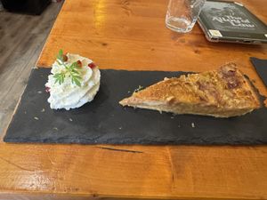 Rhubarb and almond tart with vegan cream!  at La Souris Verte in Thonon-les-bains