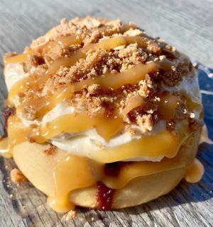 Caramel Frosting, Caramel Sauce, and Pie Crumble! at Cinnaholic  in Herndon