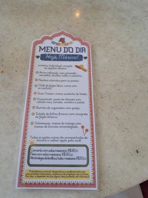 Menu do dia  at Shanti  in Salvador
