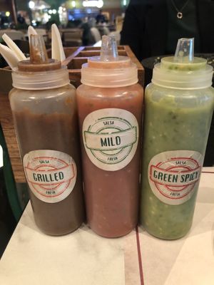 The sauces  at Maria Bonita - Yas Mall in Abu Dhabi