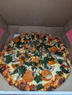 Plant based pepperoni pizza at Pizza Nova - Church St in Toronto