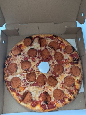 Plant based Pepperoni pizza at Pizza Nova - Church St in Toronto