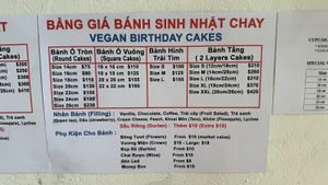 Vegan cake prices   at Sweet Stars in Cabramatta