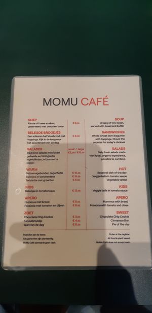 menu 2024 at MoMu Café in Antwerpen
