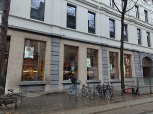 Outside at MoMu Café in Antwerpen