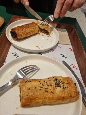 Vegan worstenbroodje at MoMu Café in Antwerpen