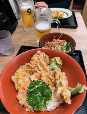 Vegan tempura and delicious cold soba at Kyoto Soba-Morihei in Kyoto