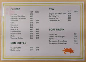 Drink Menu at Café Influffy - 毛所樹樹 in Kowloon