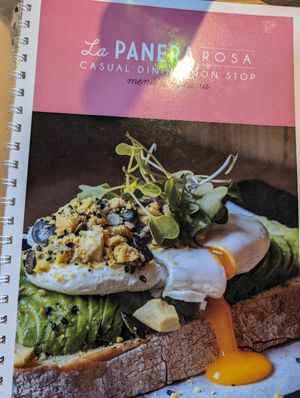 Menu cover at La Panera Rosa in Asuncion